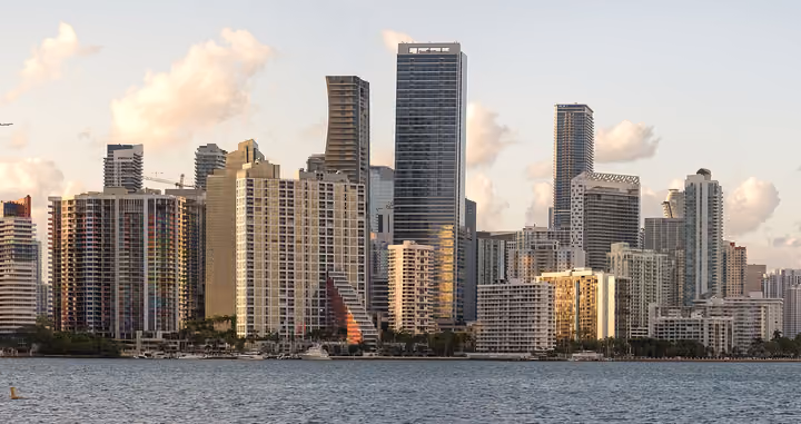Miami, Florida skyline over Biscayne Bay