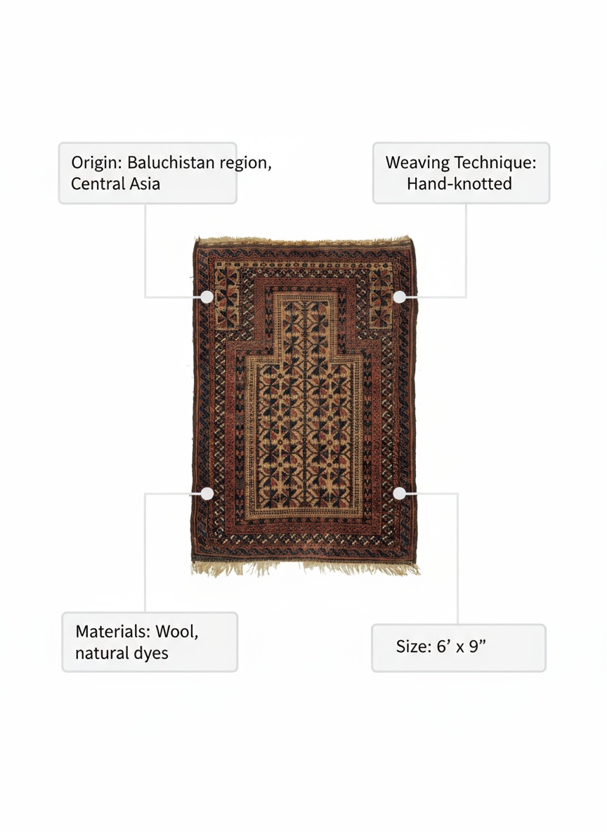 baluch rug prayer mihrab value