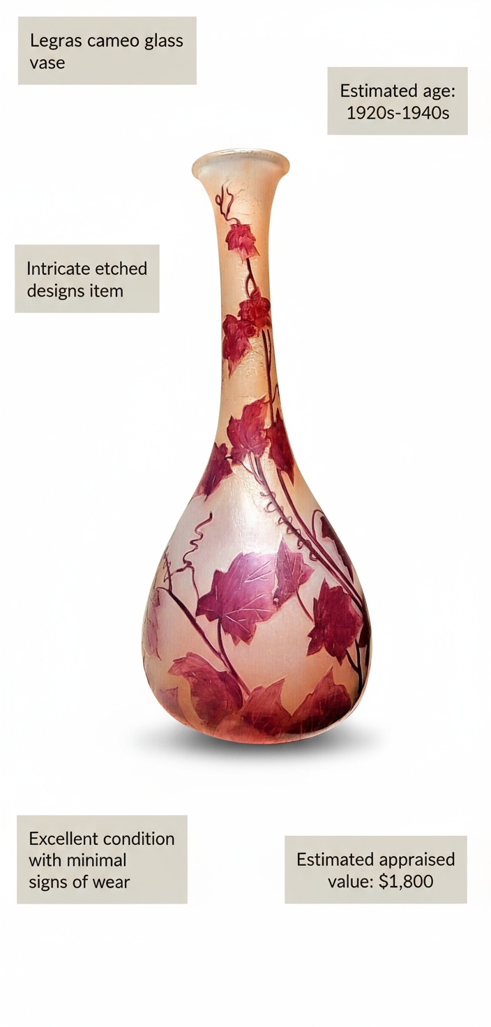 legras cameo glass vase value