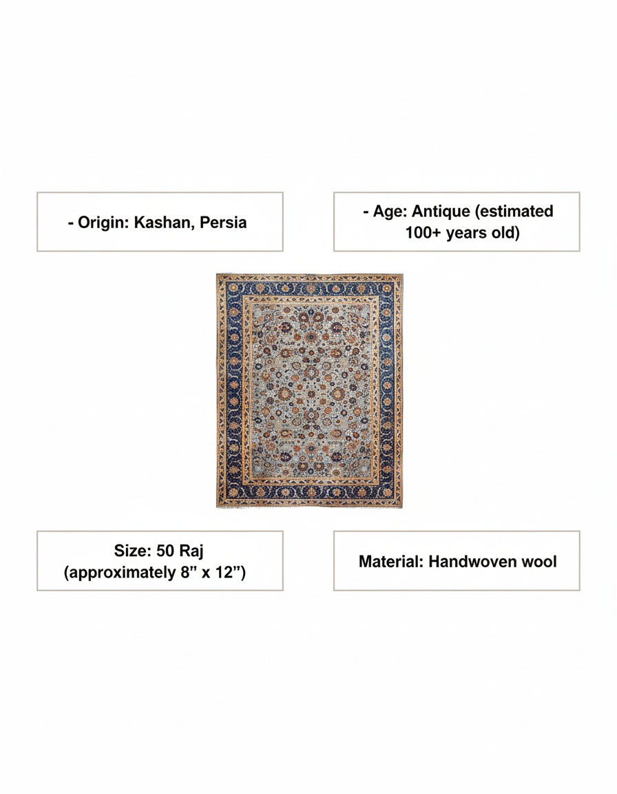 persian rug kashan 50 raj value
