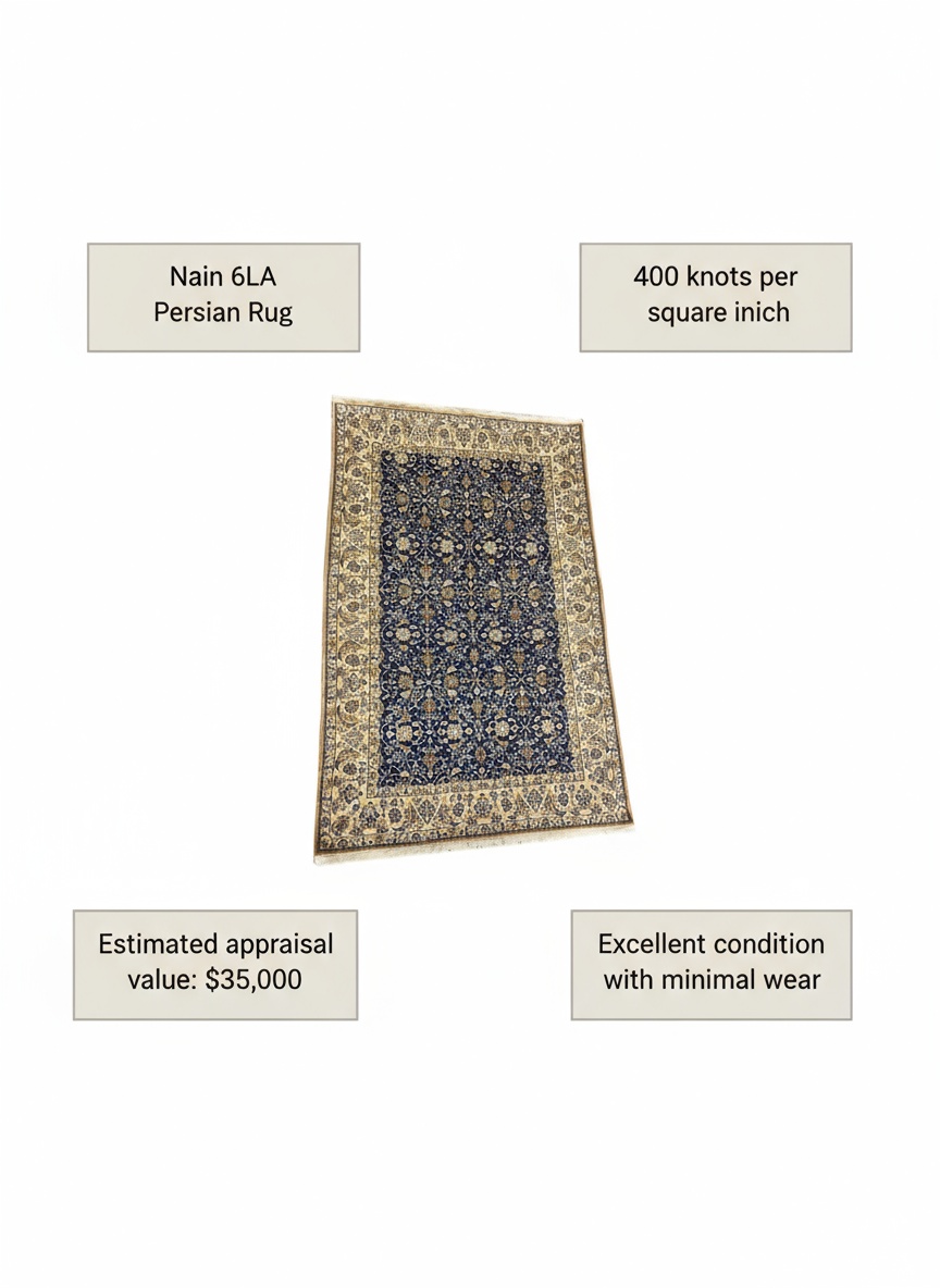 persian rug nain 6la 400 knots value