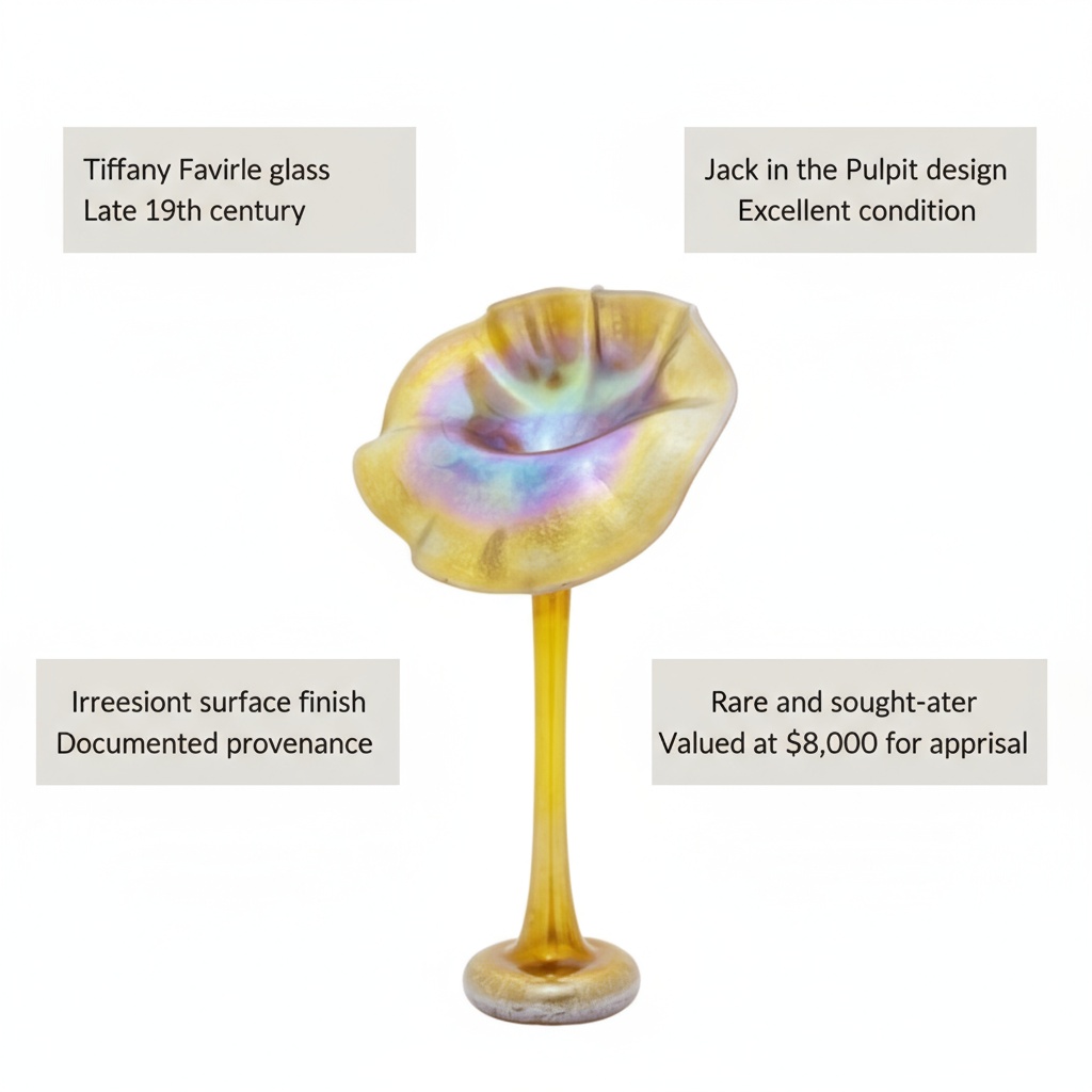 tiffany favrile glass vase jack pulpit value