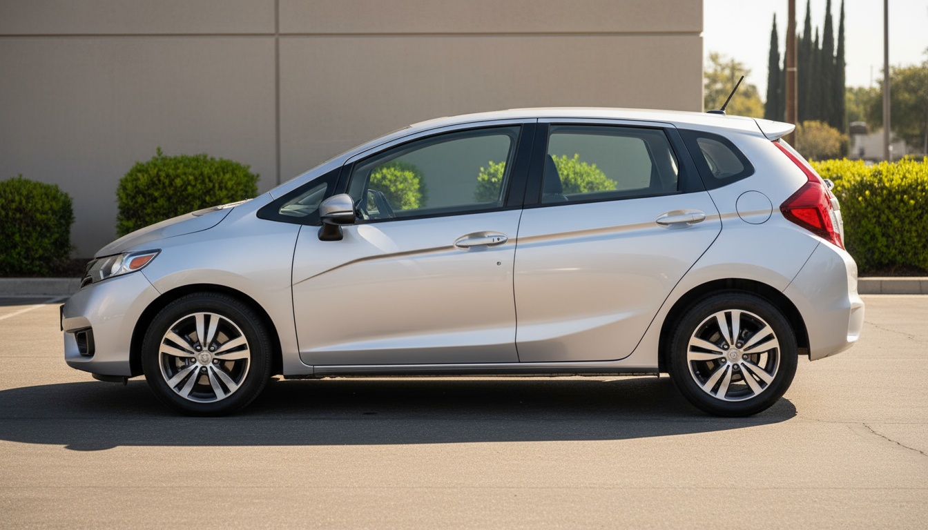 A man appraising furniture in a home. Cartoon image in purple. 