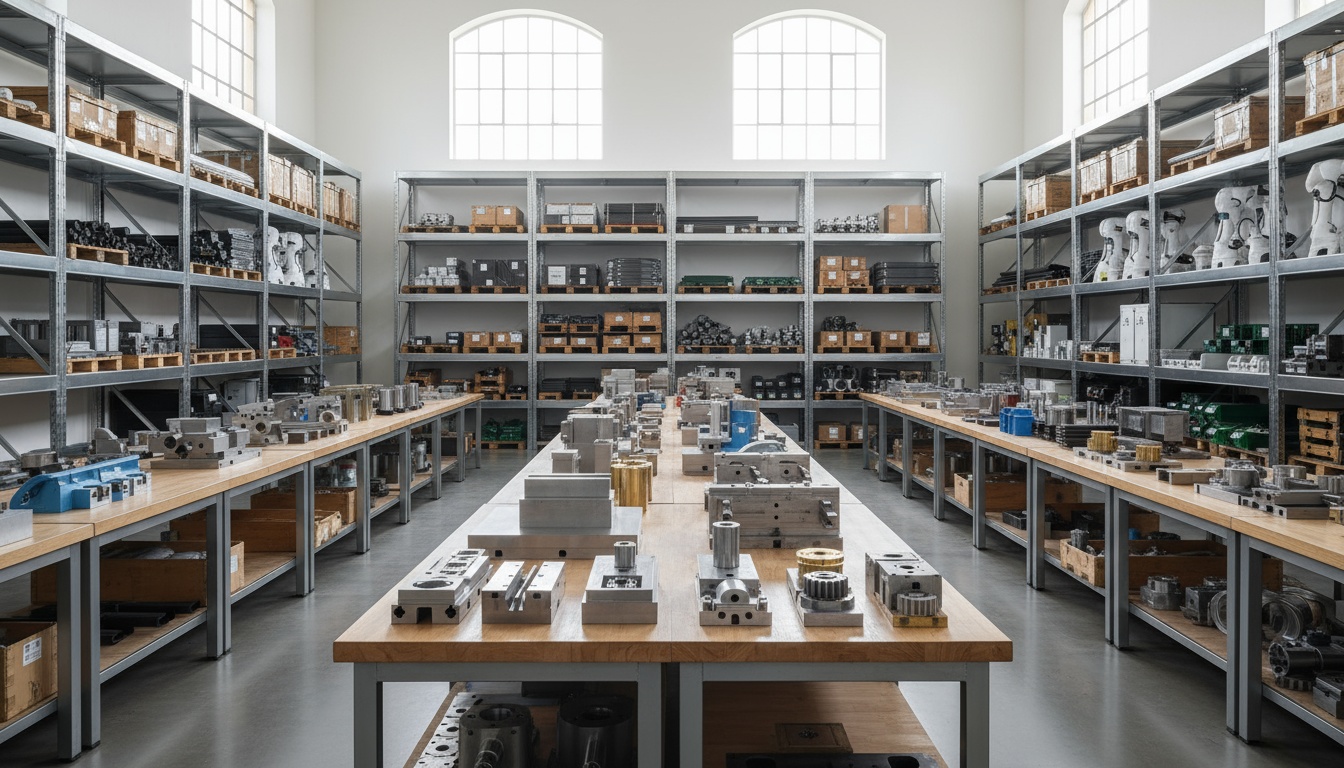A man appraising furniture in a home. Cartoon image in purple.