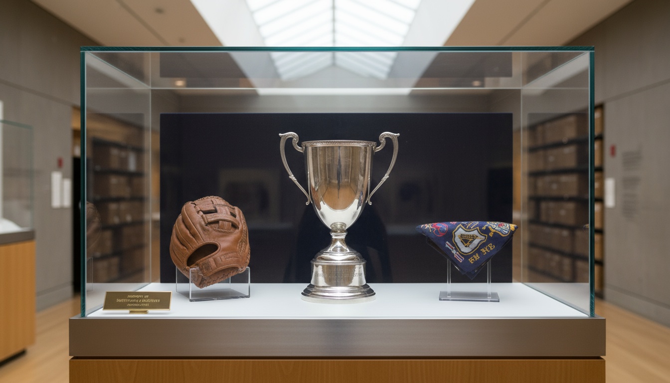 A man appraising furniture in a home. Cartoon image in purple.
