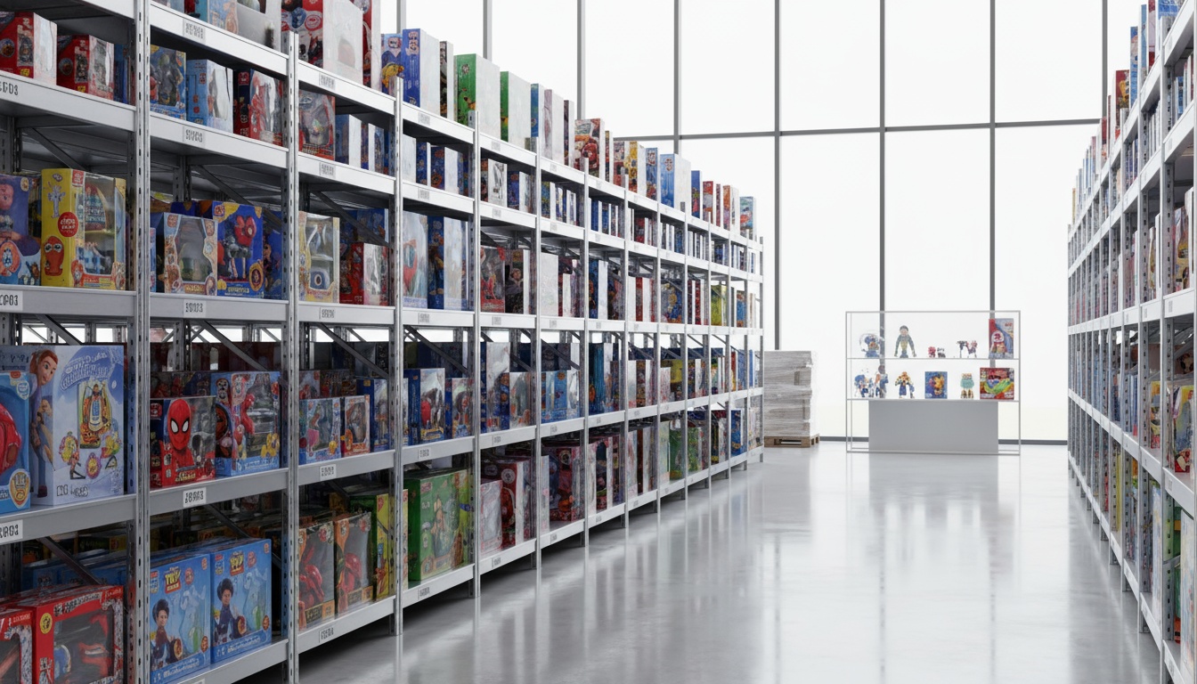 A man appraising furniture in a home. Cartoon image in purple.