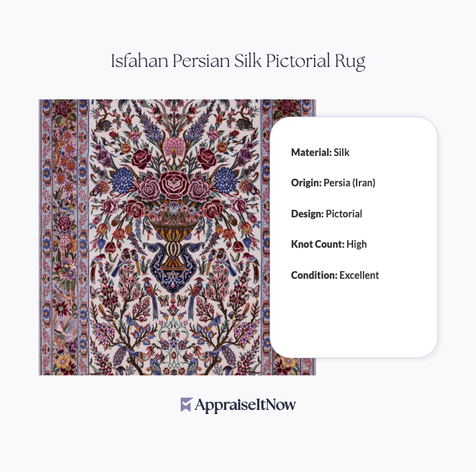 Facts of an Isfahan Persian Silk Pictorial Rug
