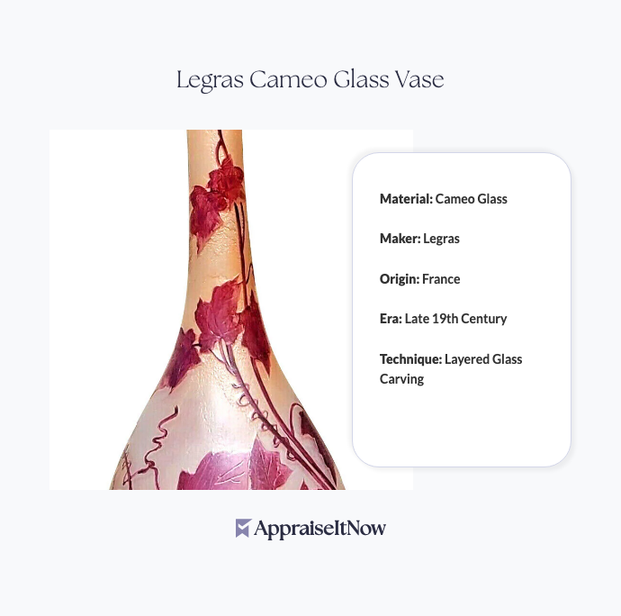 Legras Cameo Glass Vase