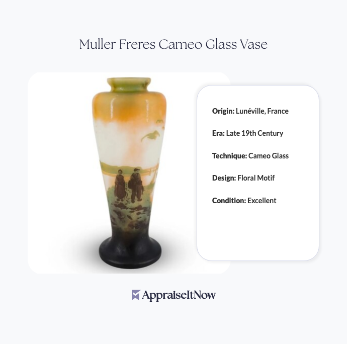 Muller Freres Cameo Glass Vase