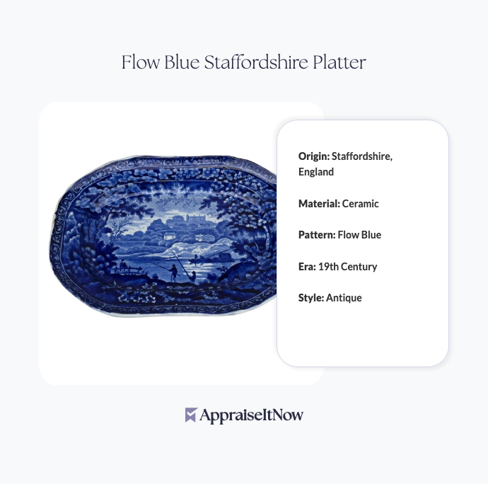 Facts of a Flow Blue Staffordshire Platter
