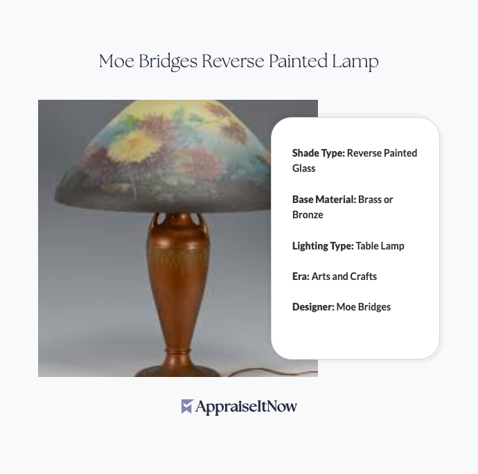 Facts of a Moe Bridges Reverse Painted Lamp