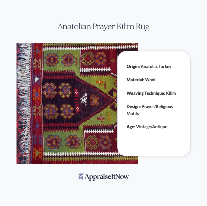 Facts of an Anatolian Prayer Kilim Rug