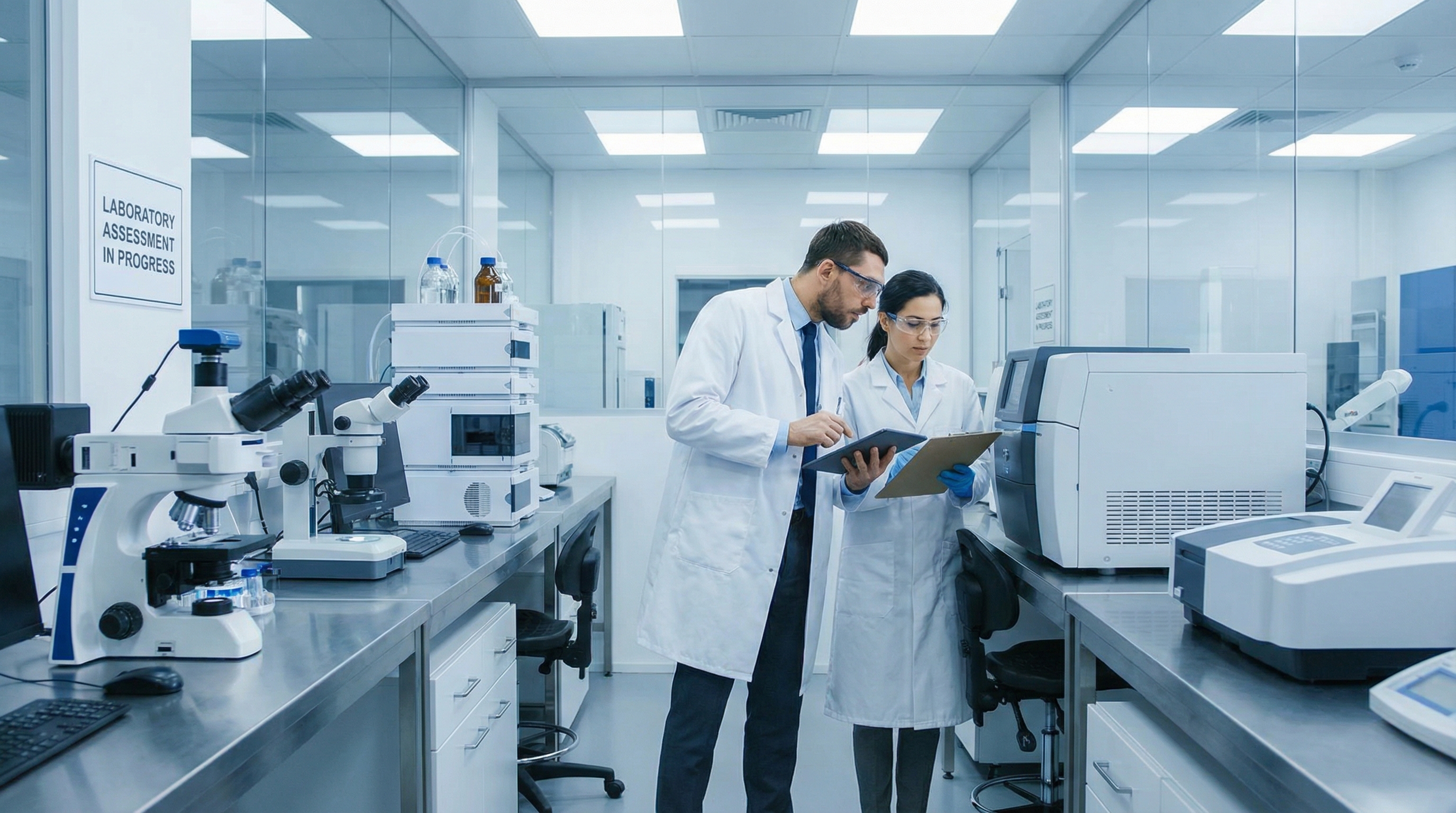 Laboratory equipment appraisal process overview showing professional evaluation of scientific instruments