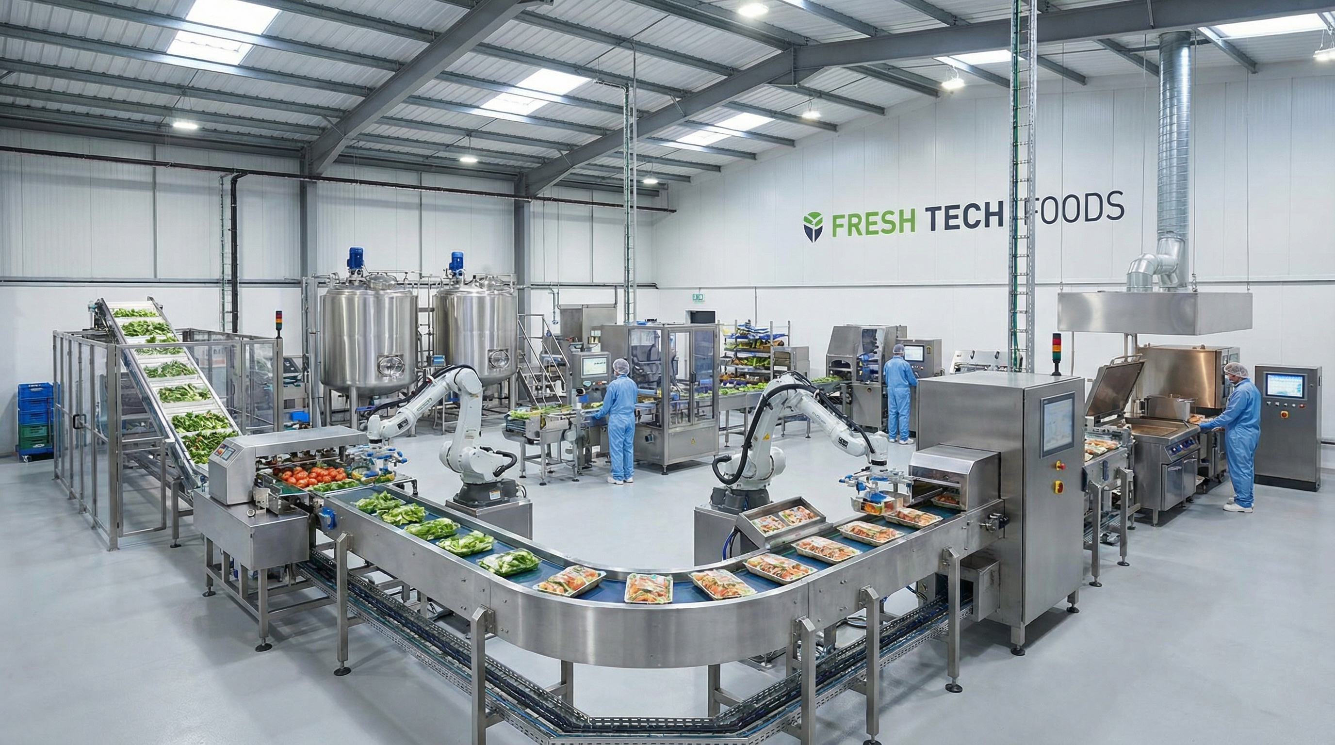 Industrial food processing facility with various machinery and equipment