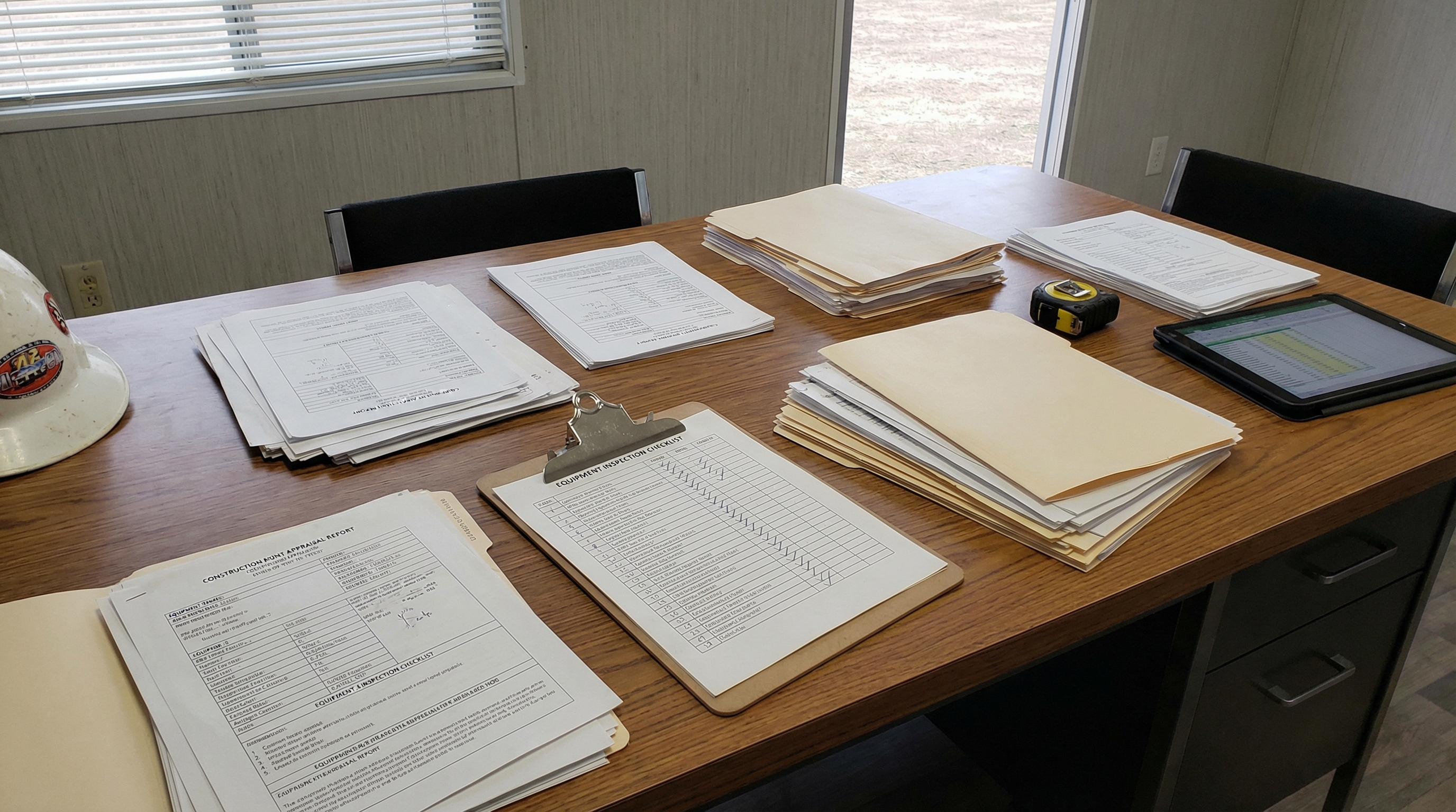 Construction equipment appraisal report documents with inspection checklist