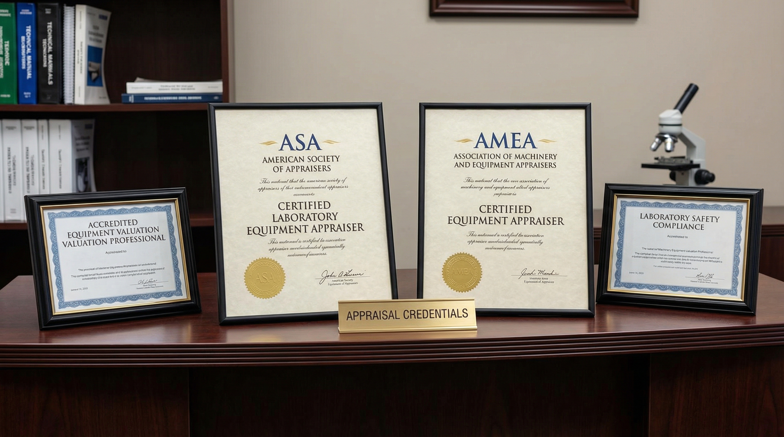 Professional certifications and credentials for laboratory equipment appraisal