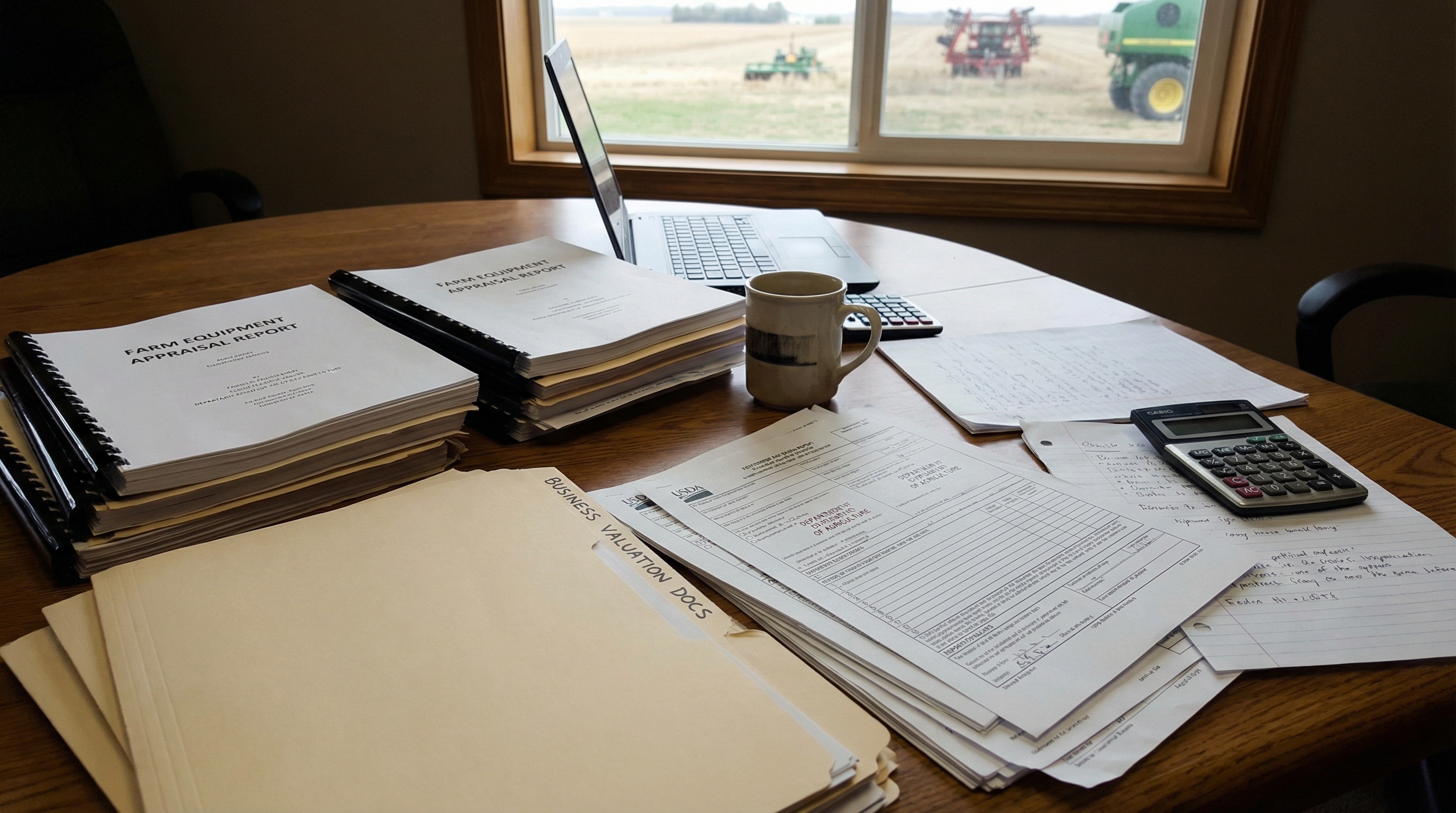 Farm equipment appraisal report documents and paperwork