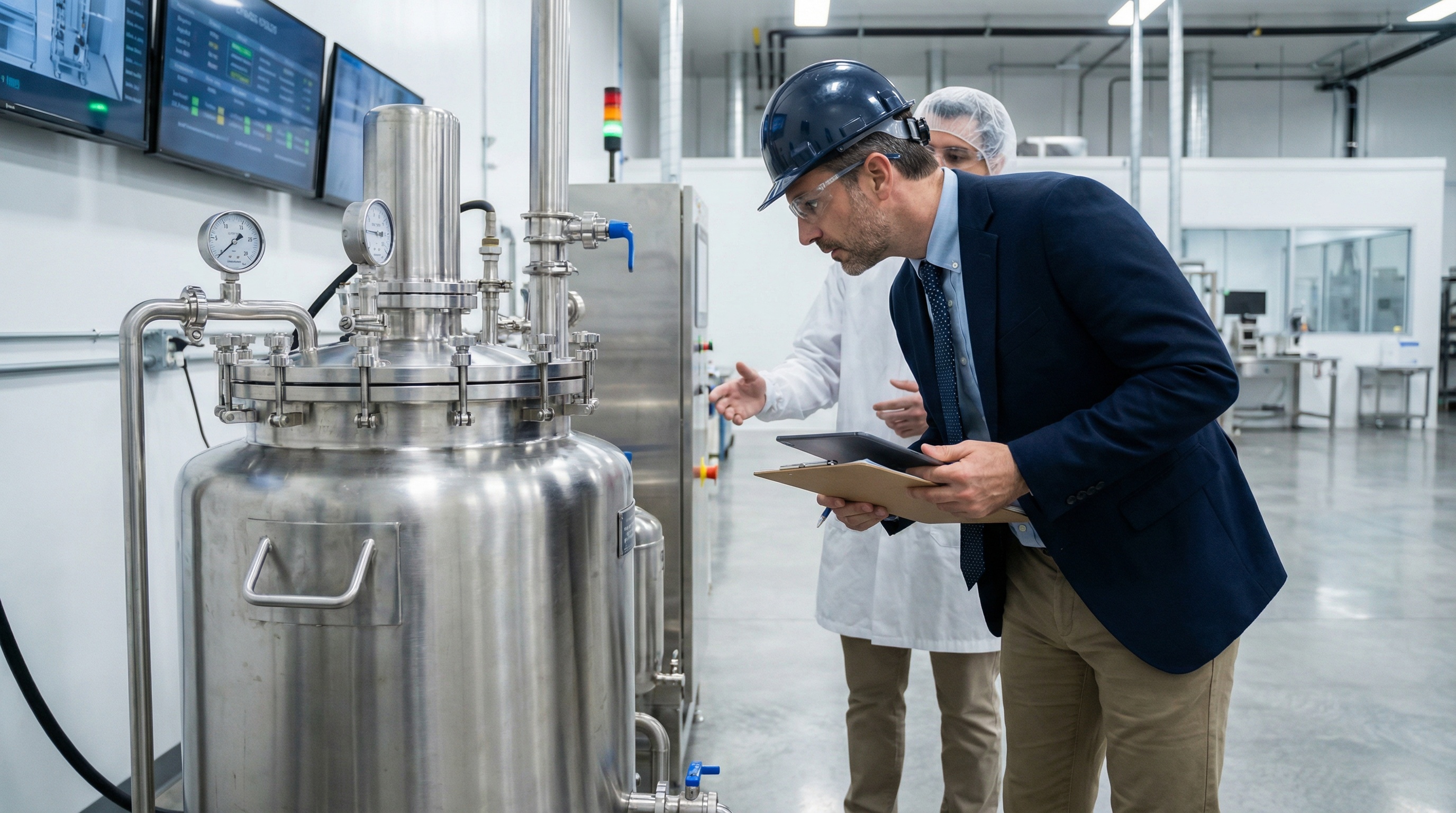 Appraiser inspecting cannabis extraction equipment