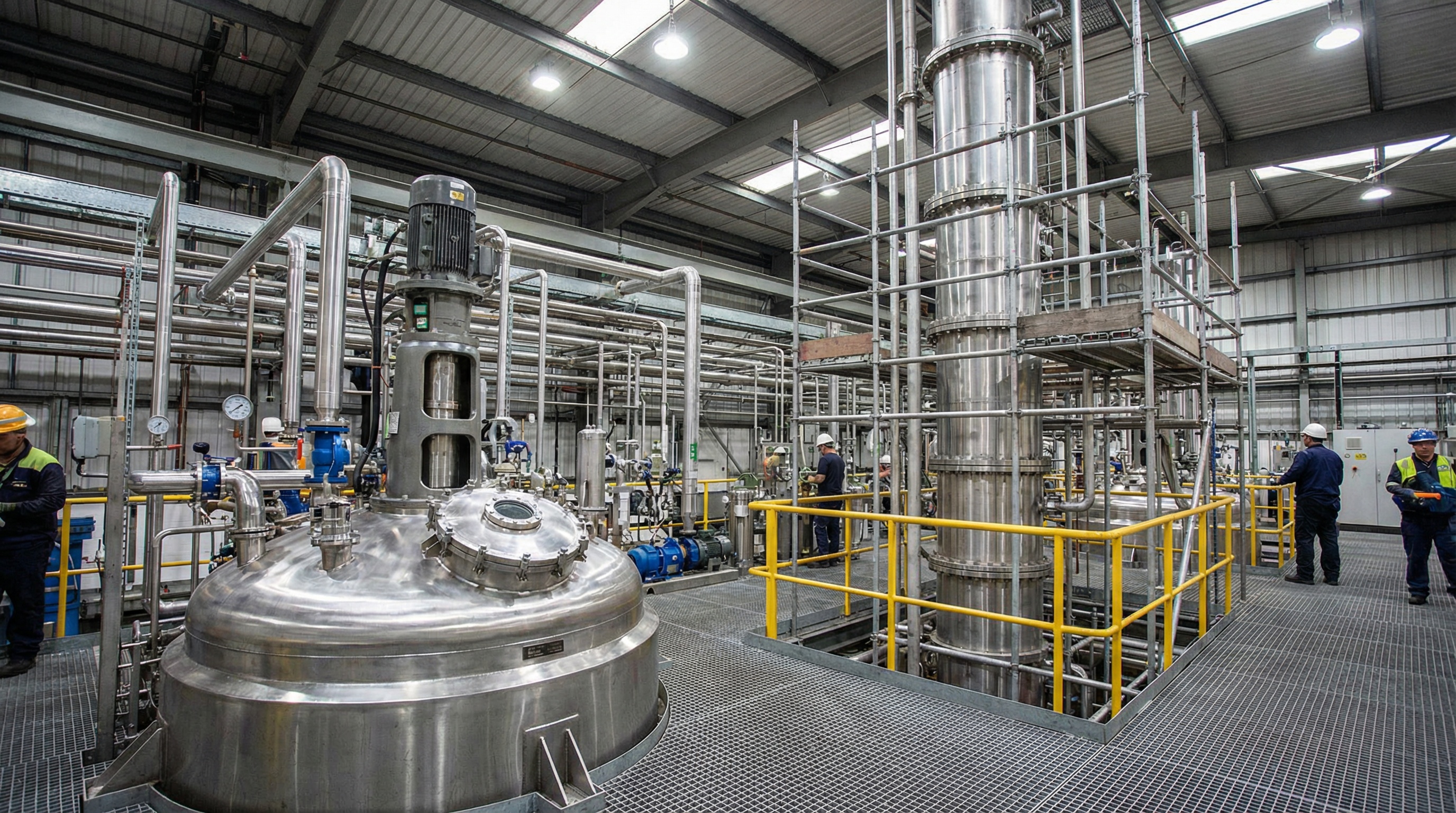 Chemical reactor and distillation column industrial equipment