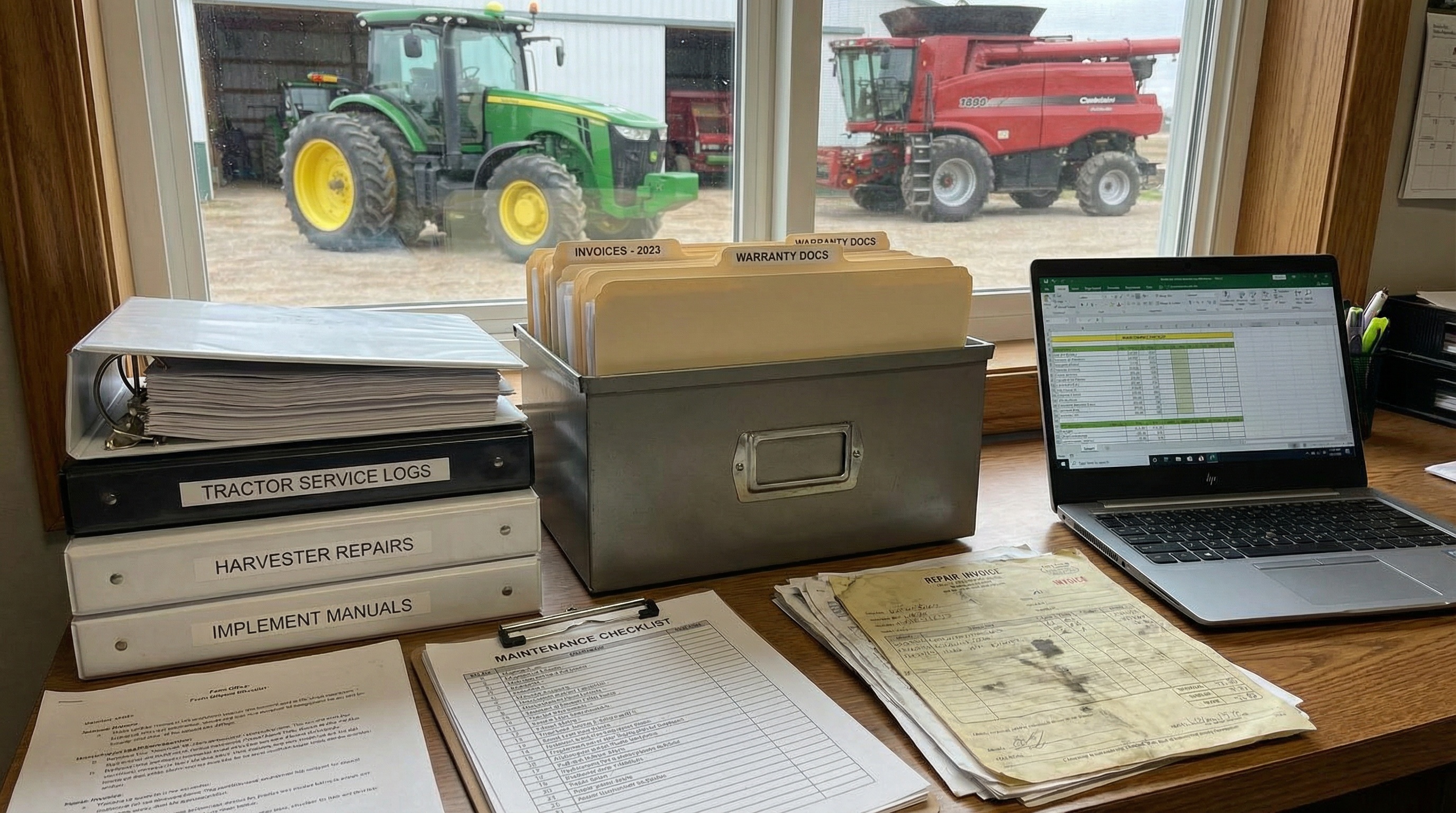 Agricultural equipment documentation and maintenance records