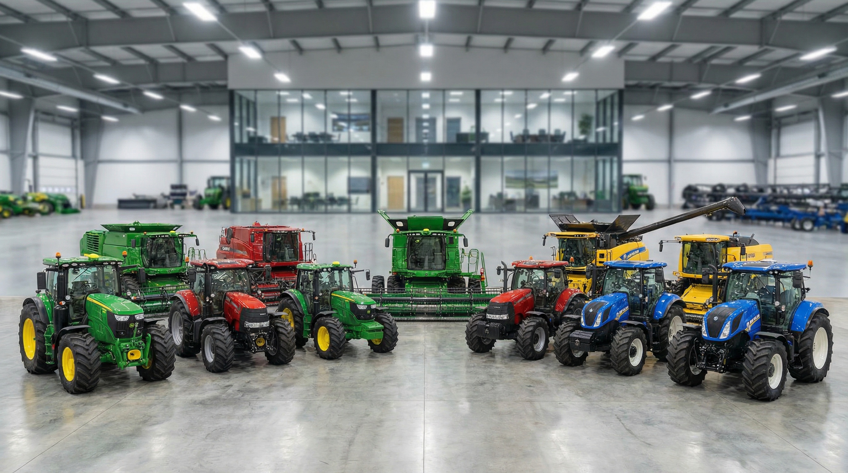 Farm equipment appraisal comparison header showing various agricultural machinery