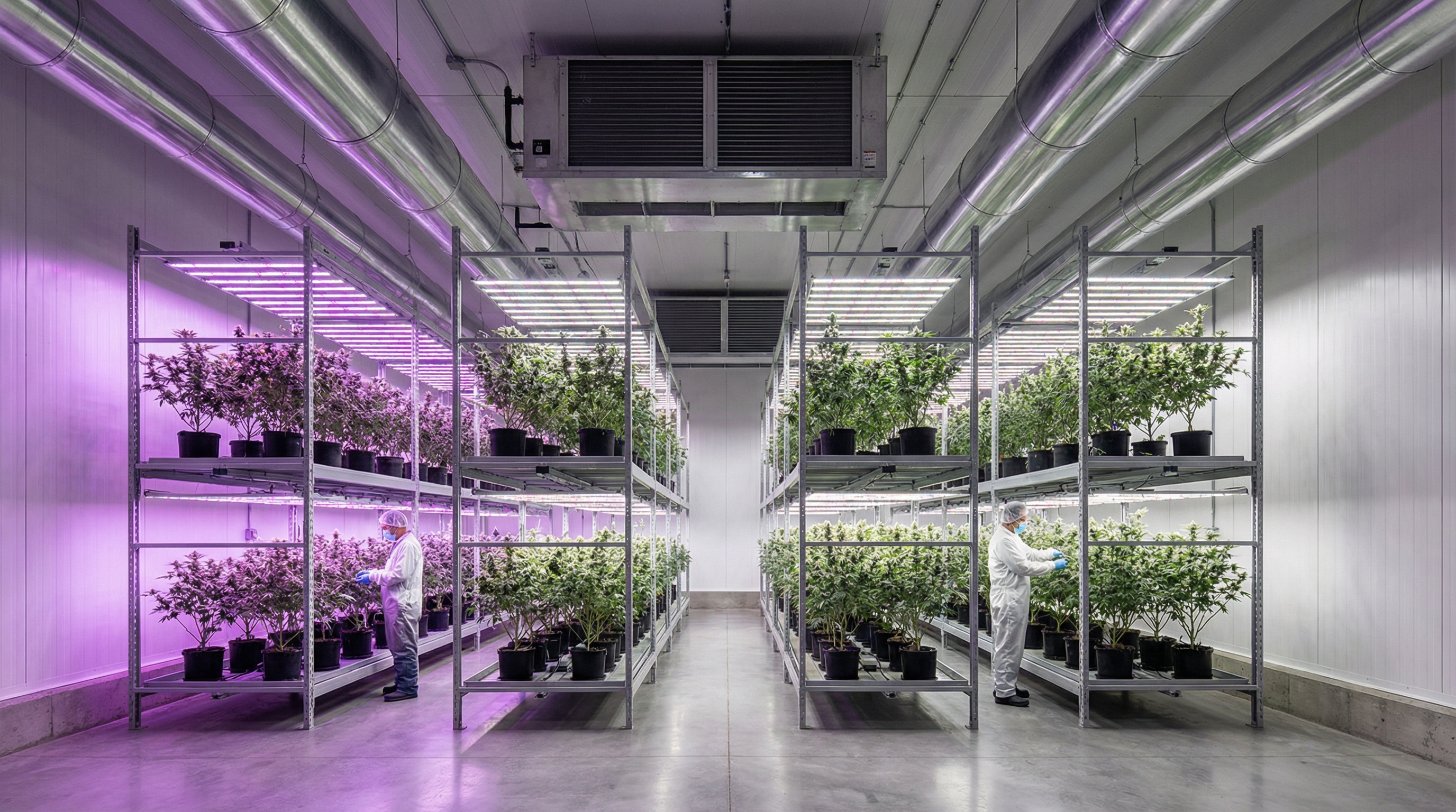 Cannabis cultivation equipment in modern facility