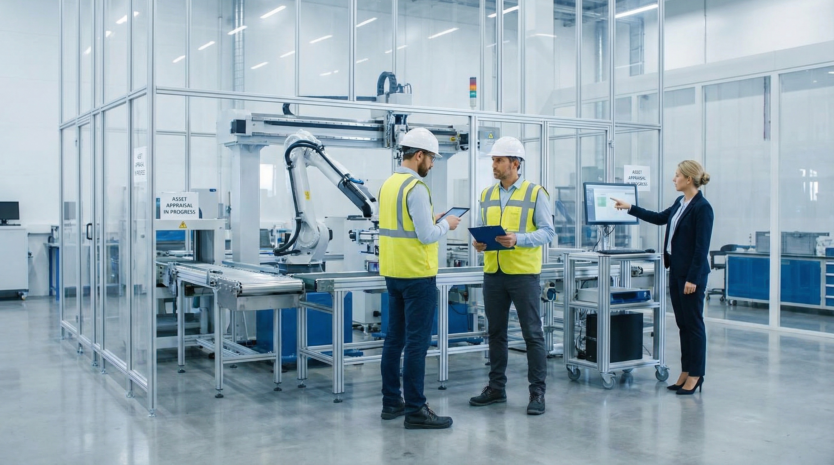 Industrial machinery being appraised in modern manufacturing facility