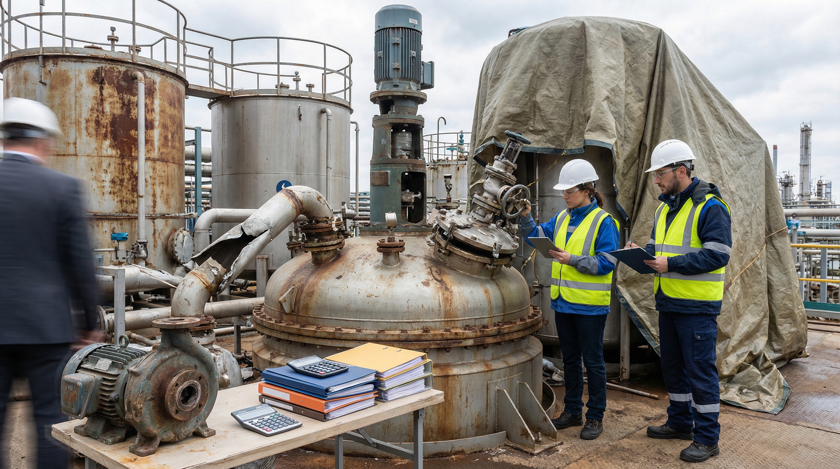 Insurance claim assessment for damaged chemical equipment
