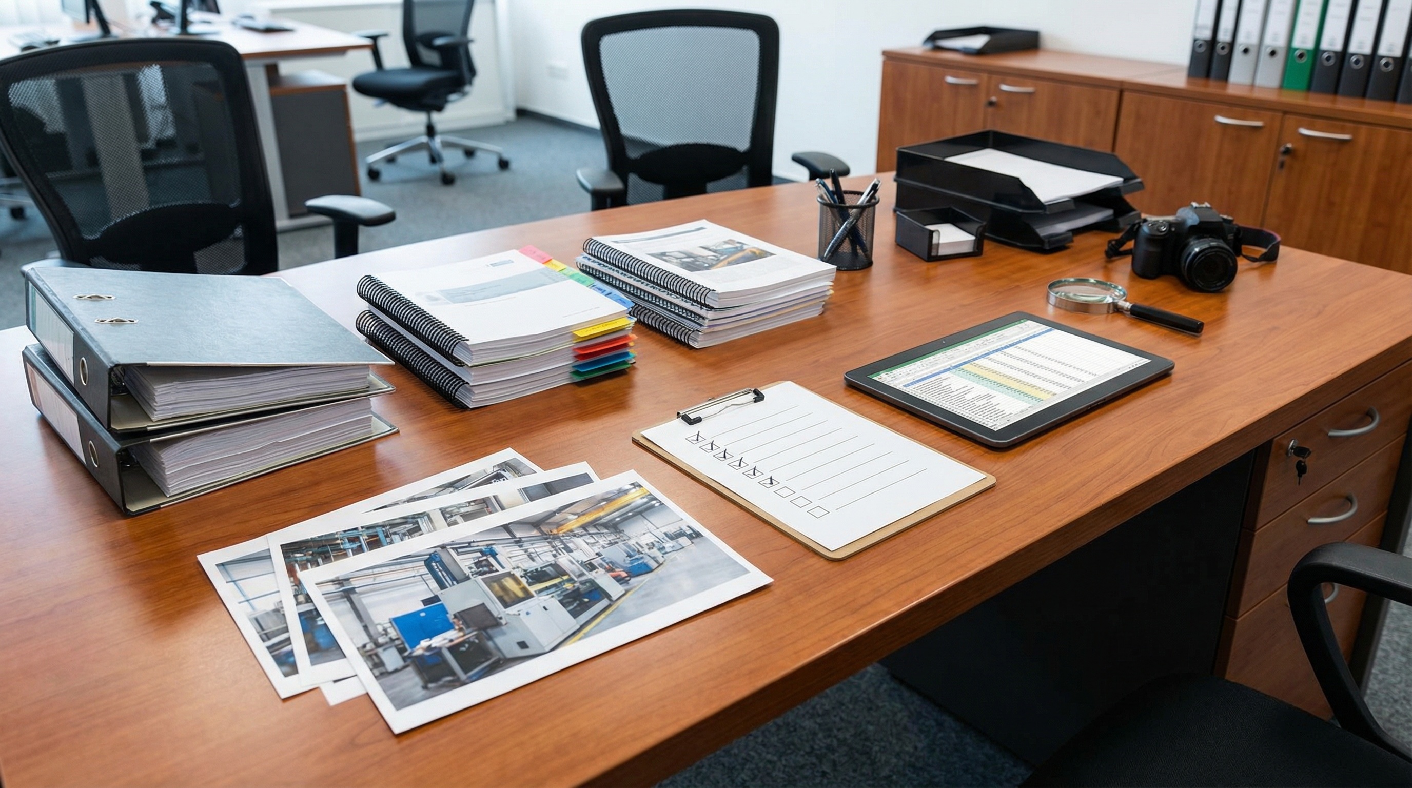 Equipment preparation checklist with documents, photos, and maintenance records