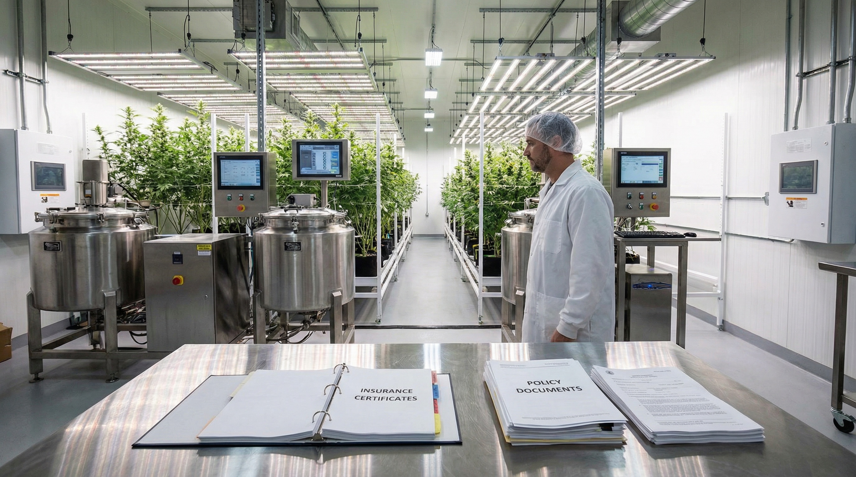 Cannabis facility with expensive equipment and insurance documents