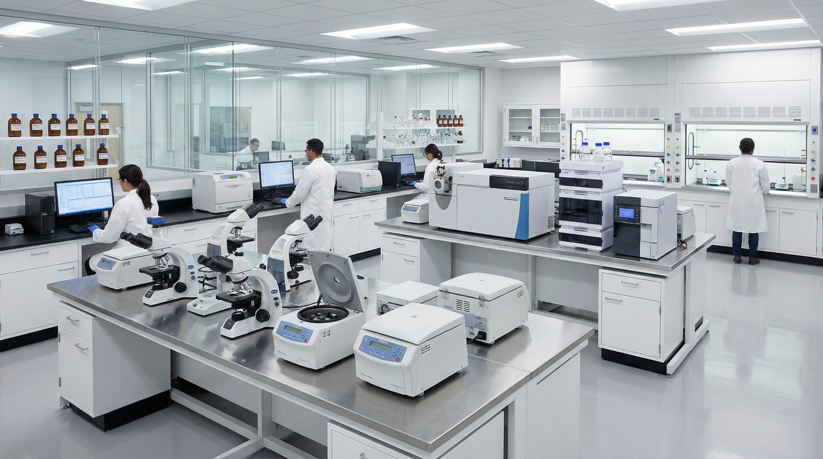 Modern laboratory with various scientific equipment and instruments