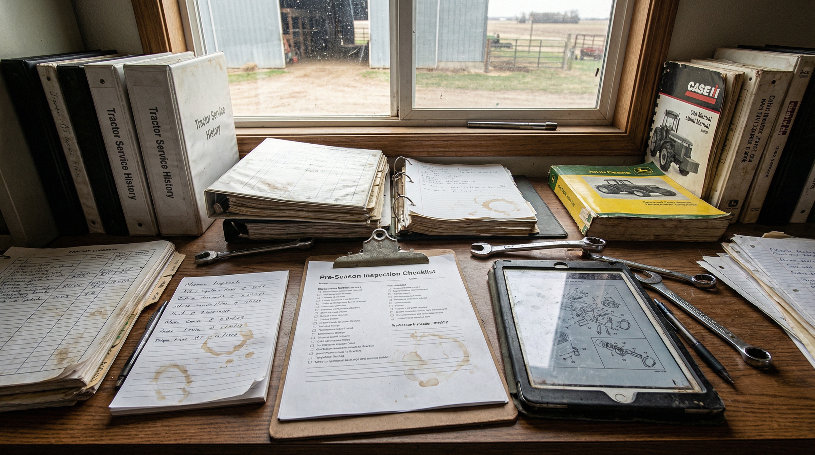 Farm equipment maintenance records and documentation