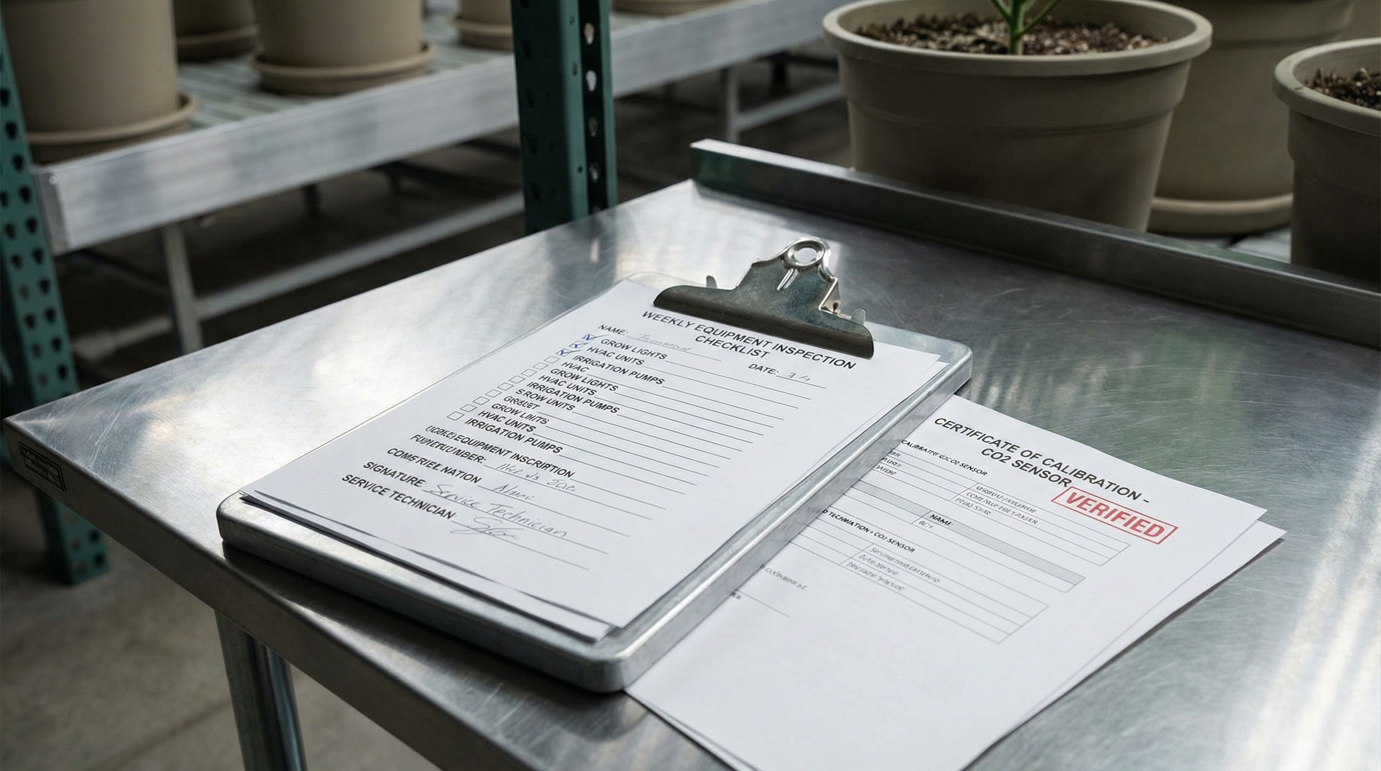 Professional maintenance documentation and service records for cannabis equipment