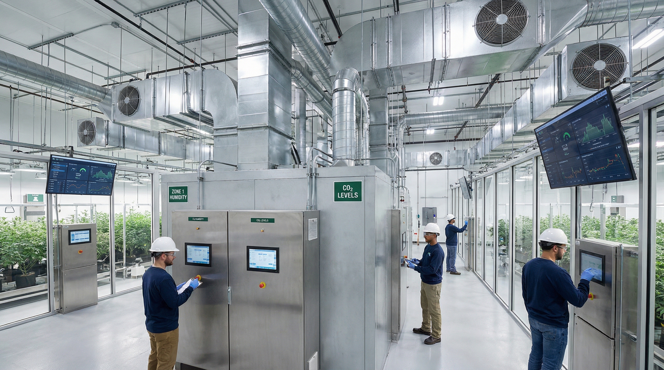 Cannabis facility environmental control systems and monitoring equipment