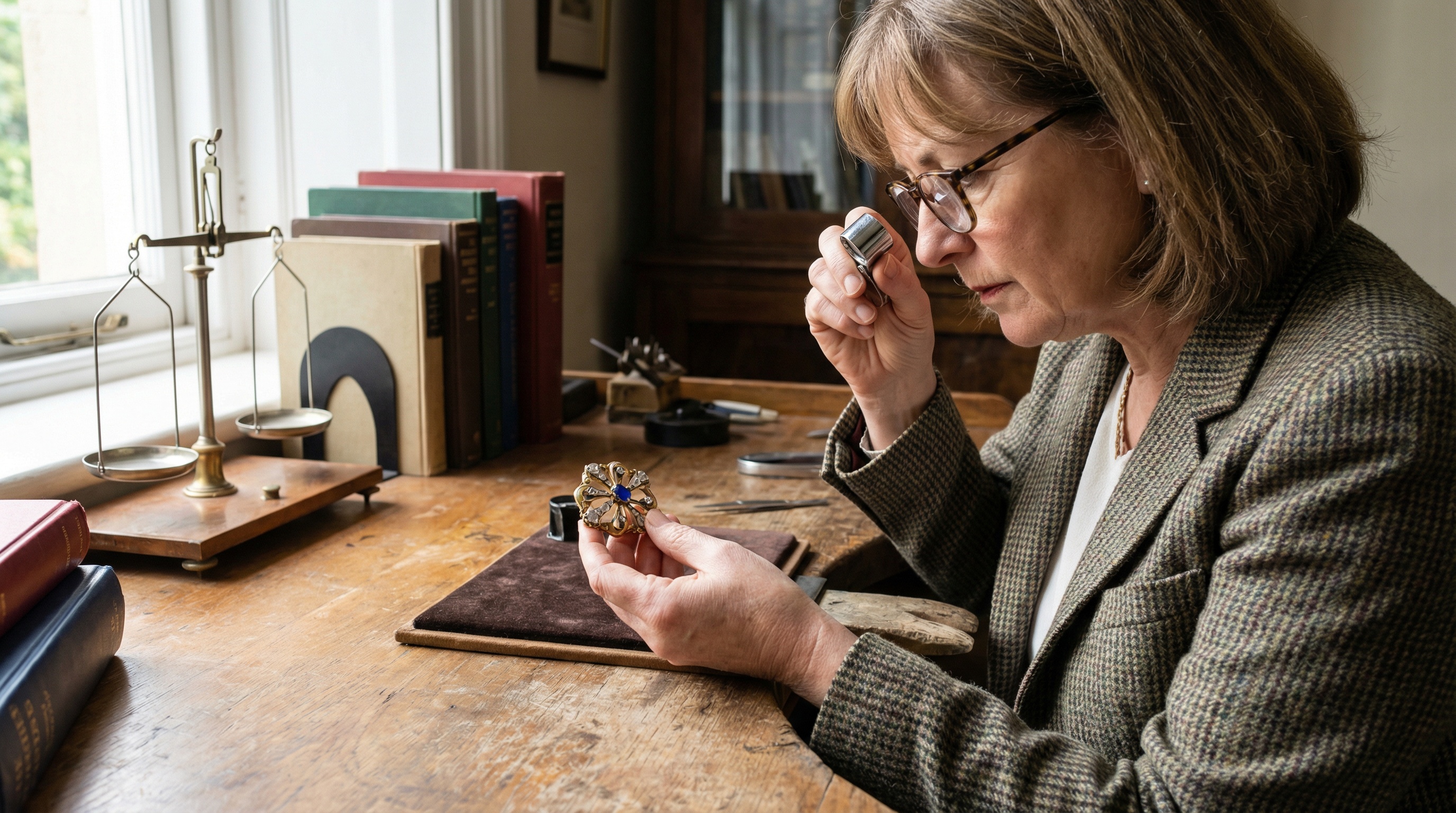 professional-appraiser-examining-antique-jewelry-with-loupe