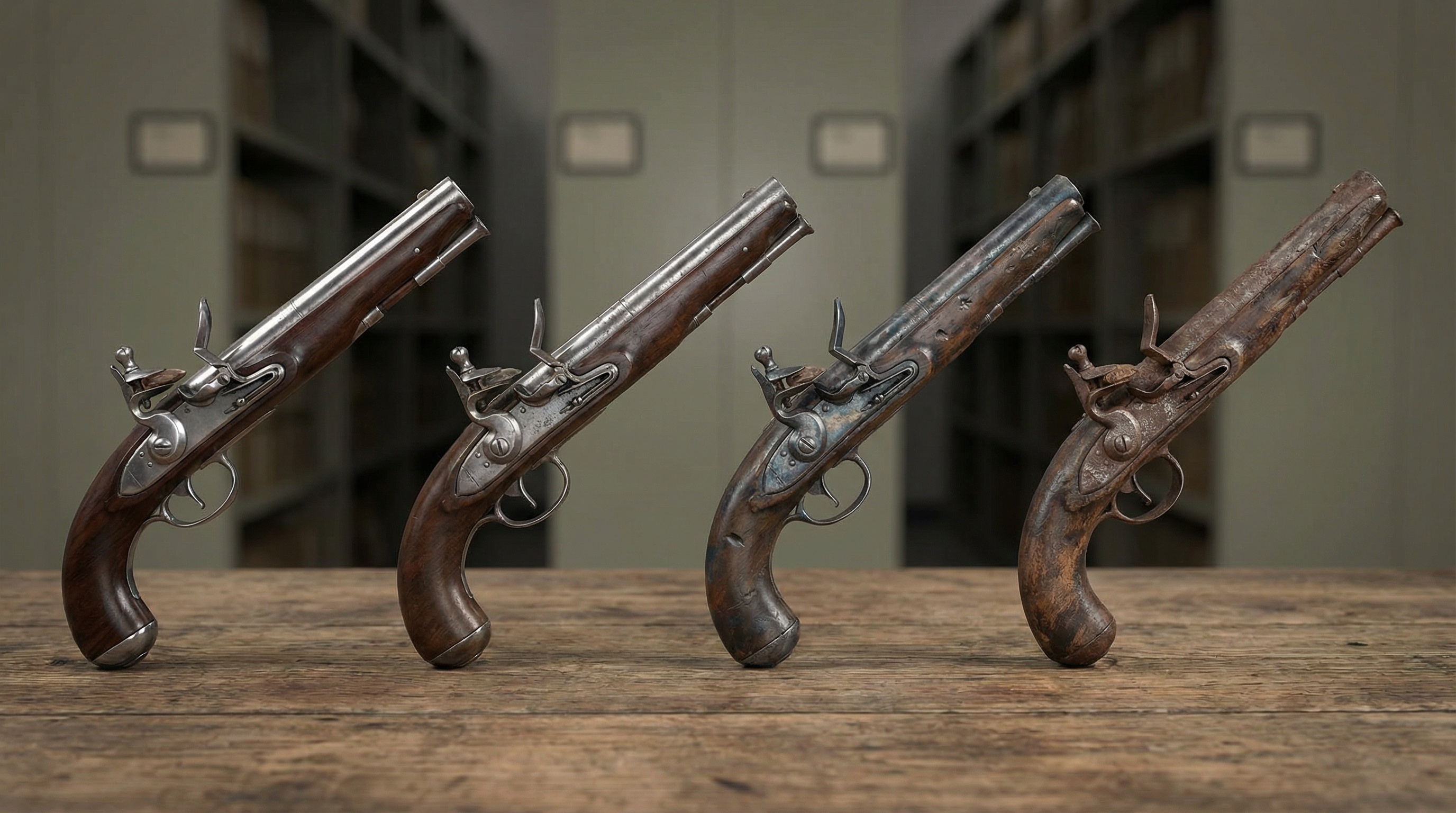 Comparison table showing same gun model in different conditions with values