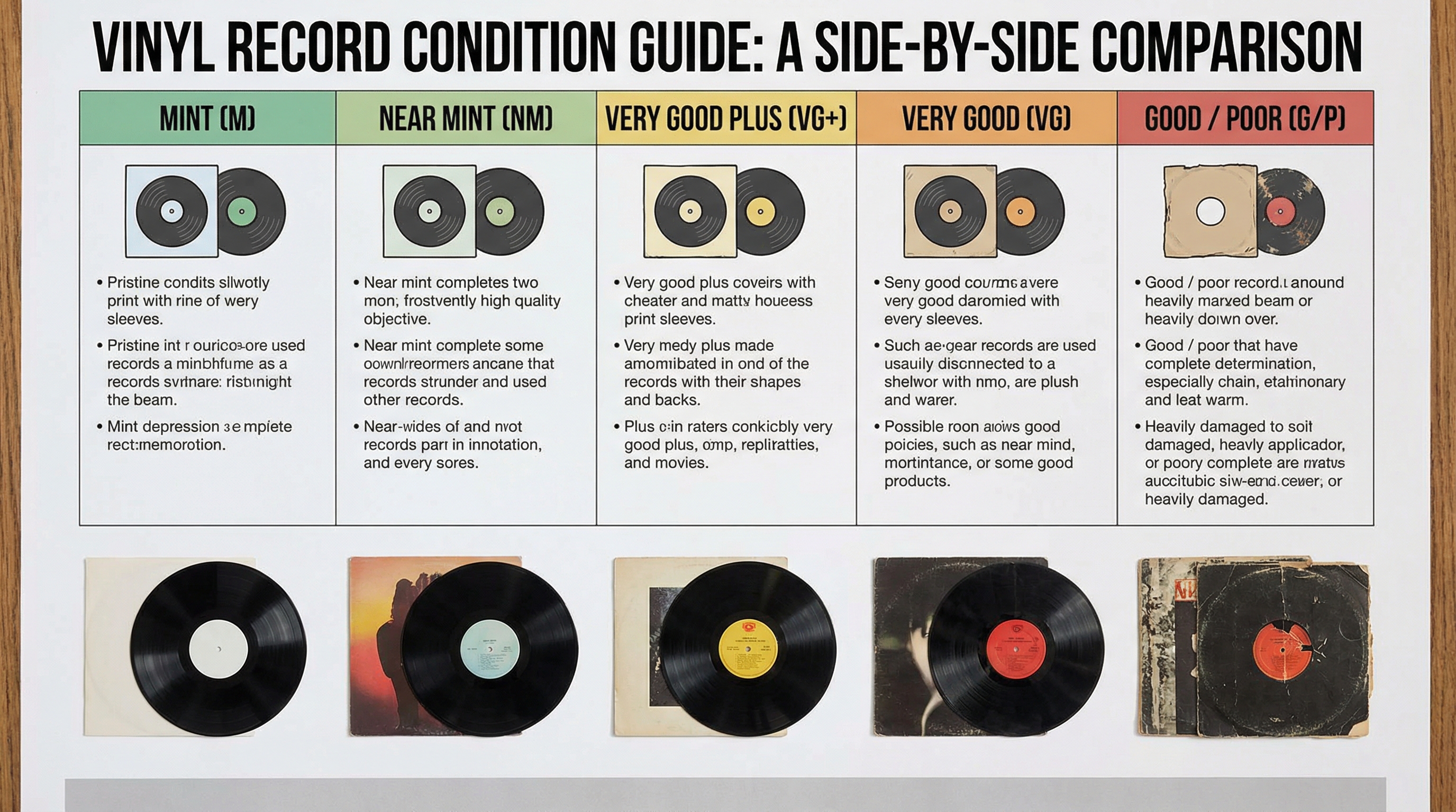 Comparison chart showing different record conditions side by side