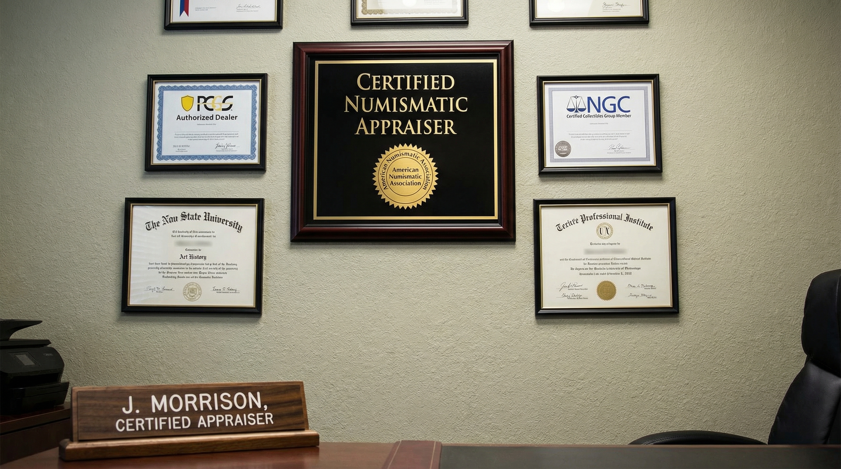 Certified coin appraiser credentials and certifications