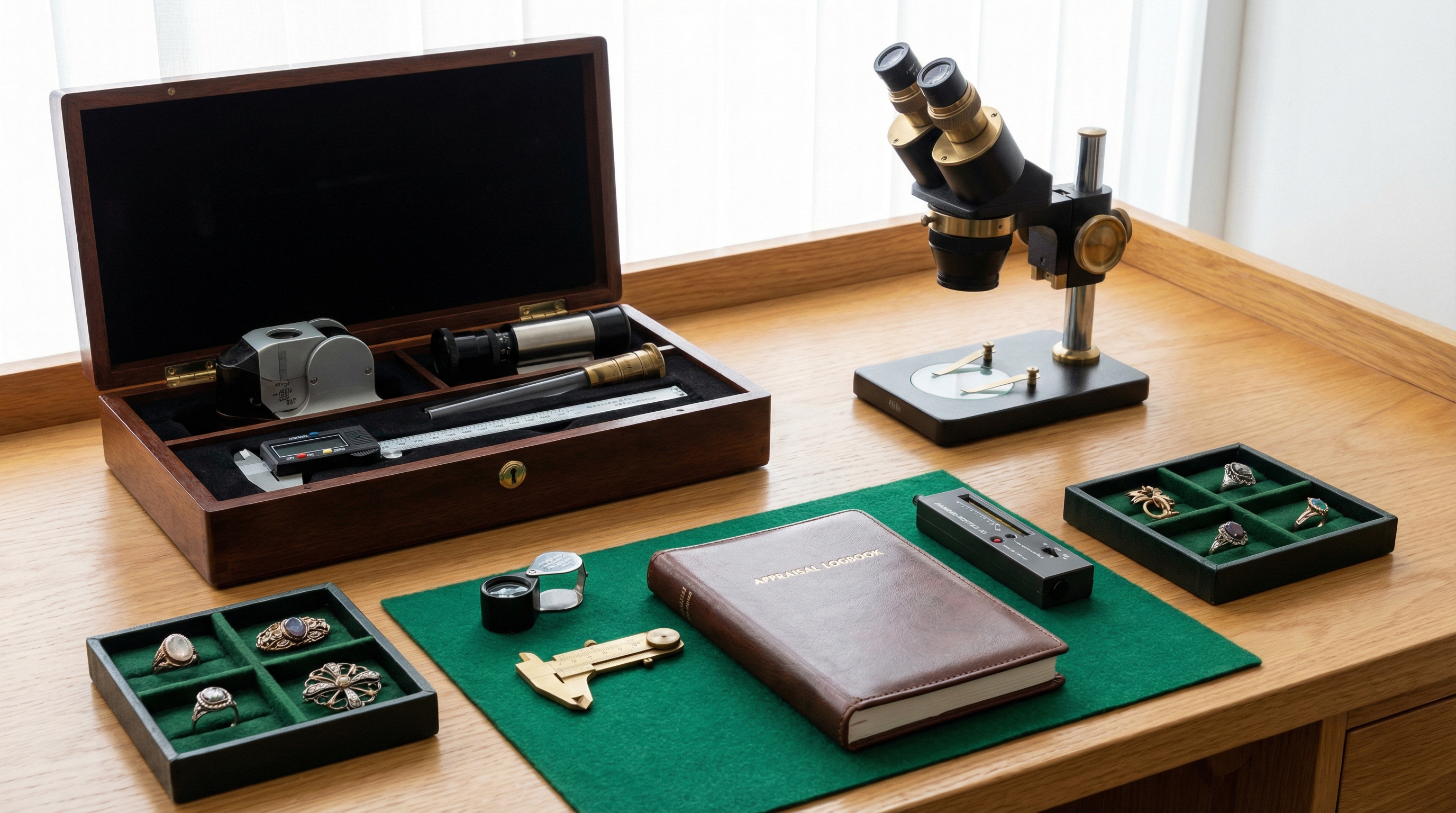 Antique jewelry appraisal testing equipment and tools