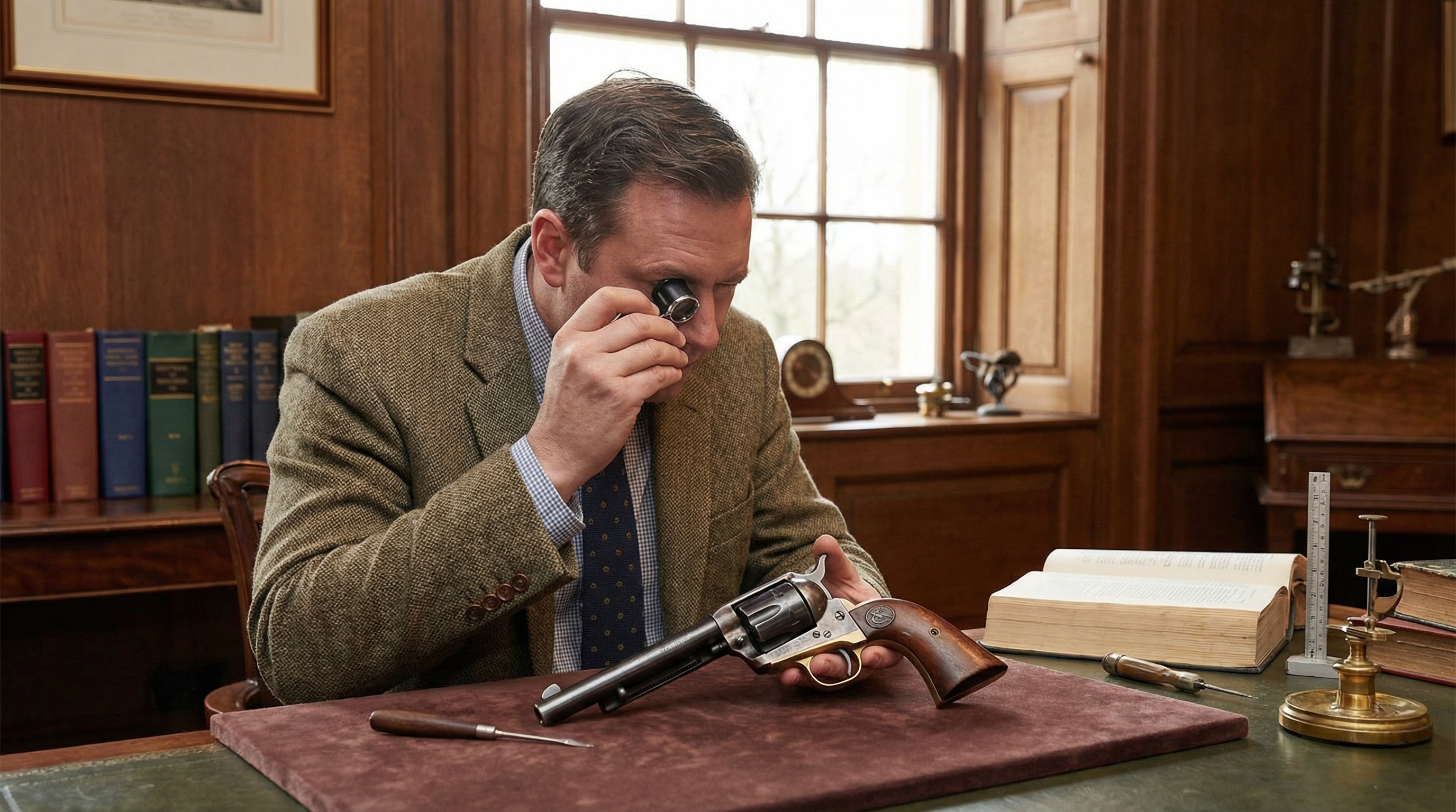 Antique Gun Appraisal Process Professional Appraiser Examining Vintage Firearm