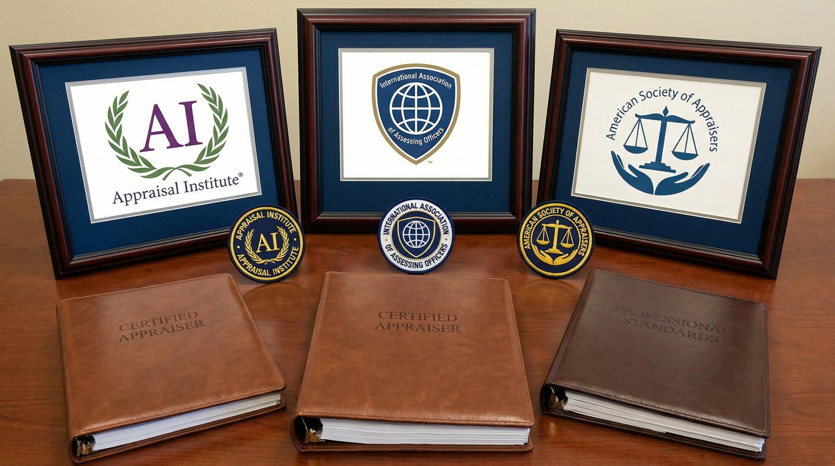 logos and certification materials from major appraisal organizations