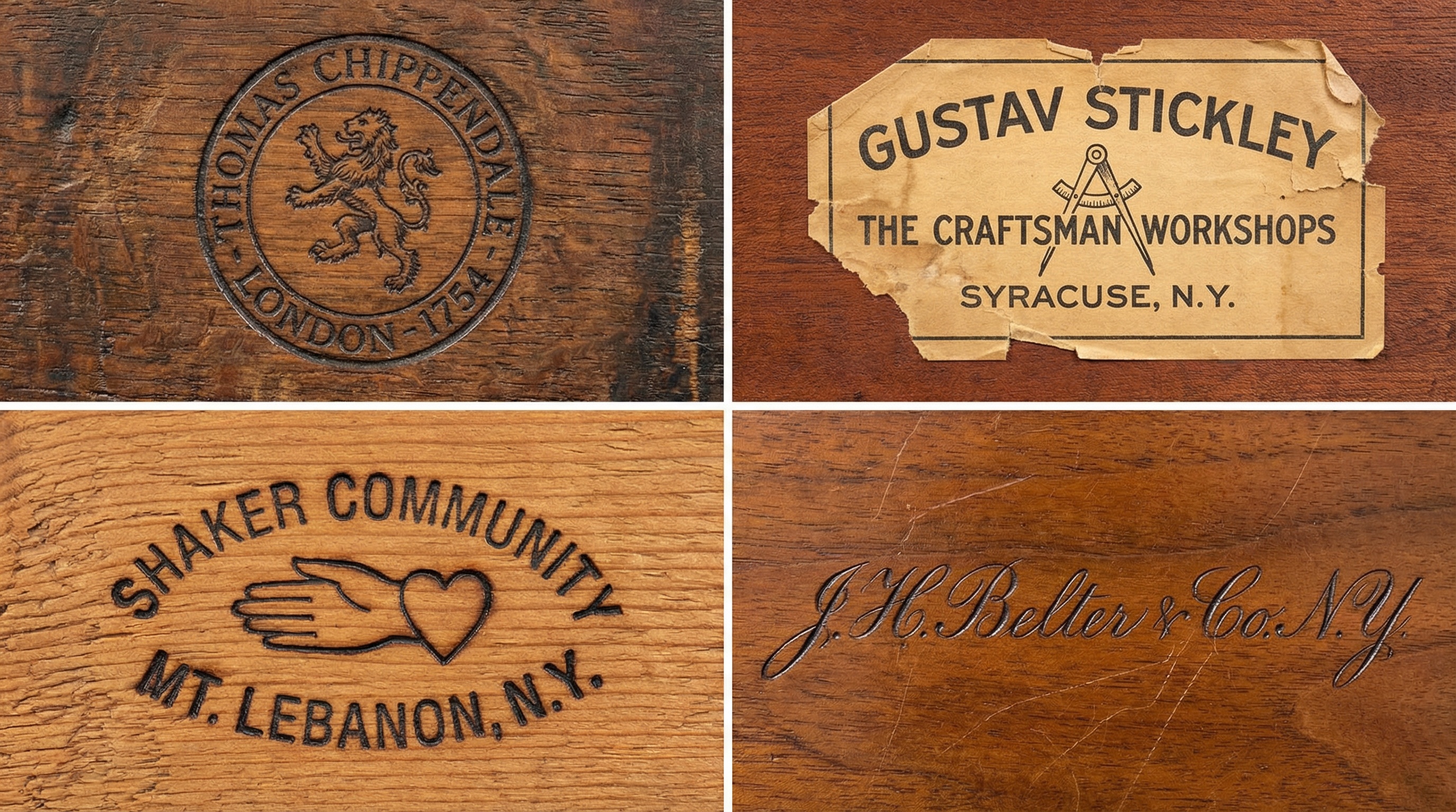 Antique furniture makers marks examples