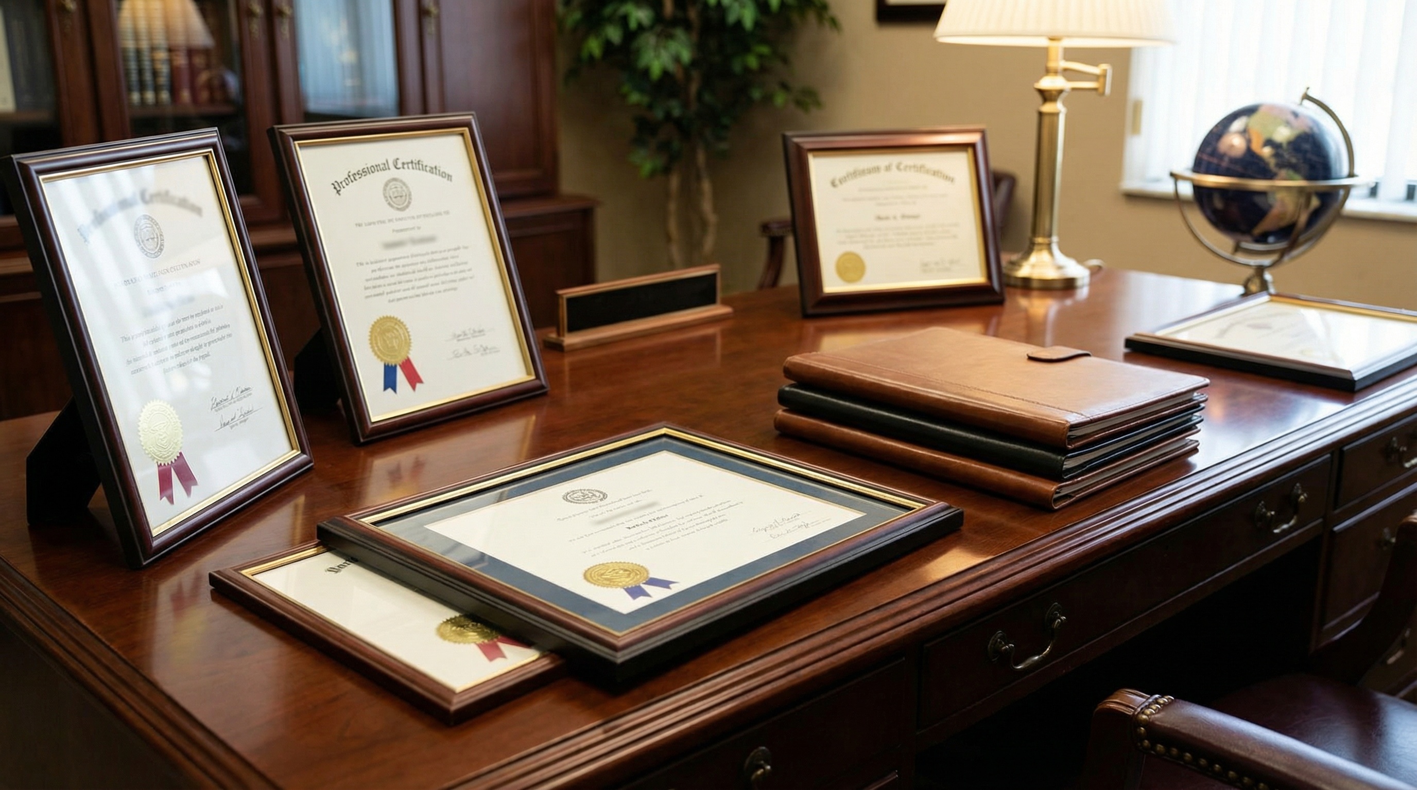Professional appraiser credentials and certificates display