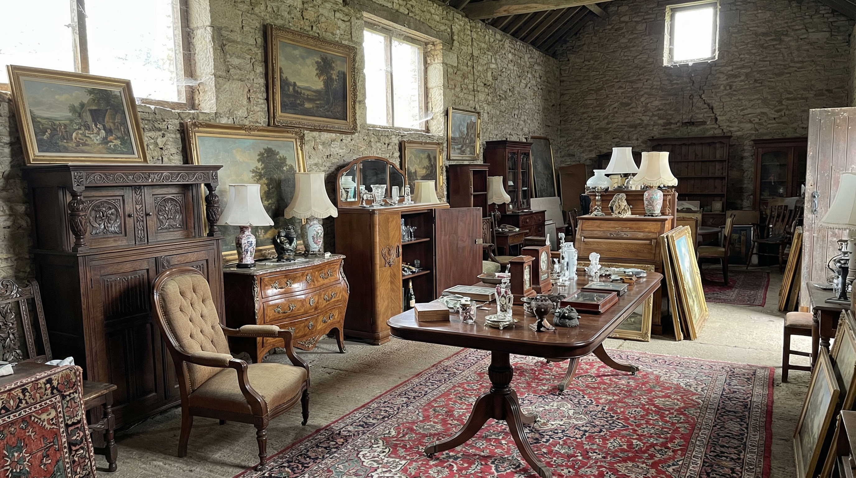 Vintage furniture collection showing different periods and styles