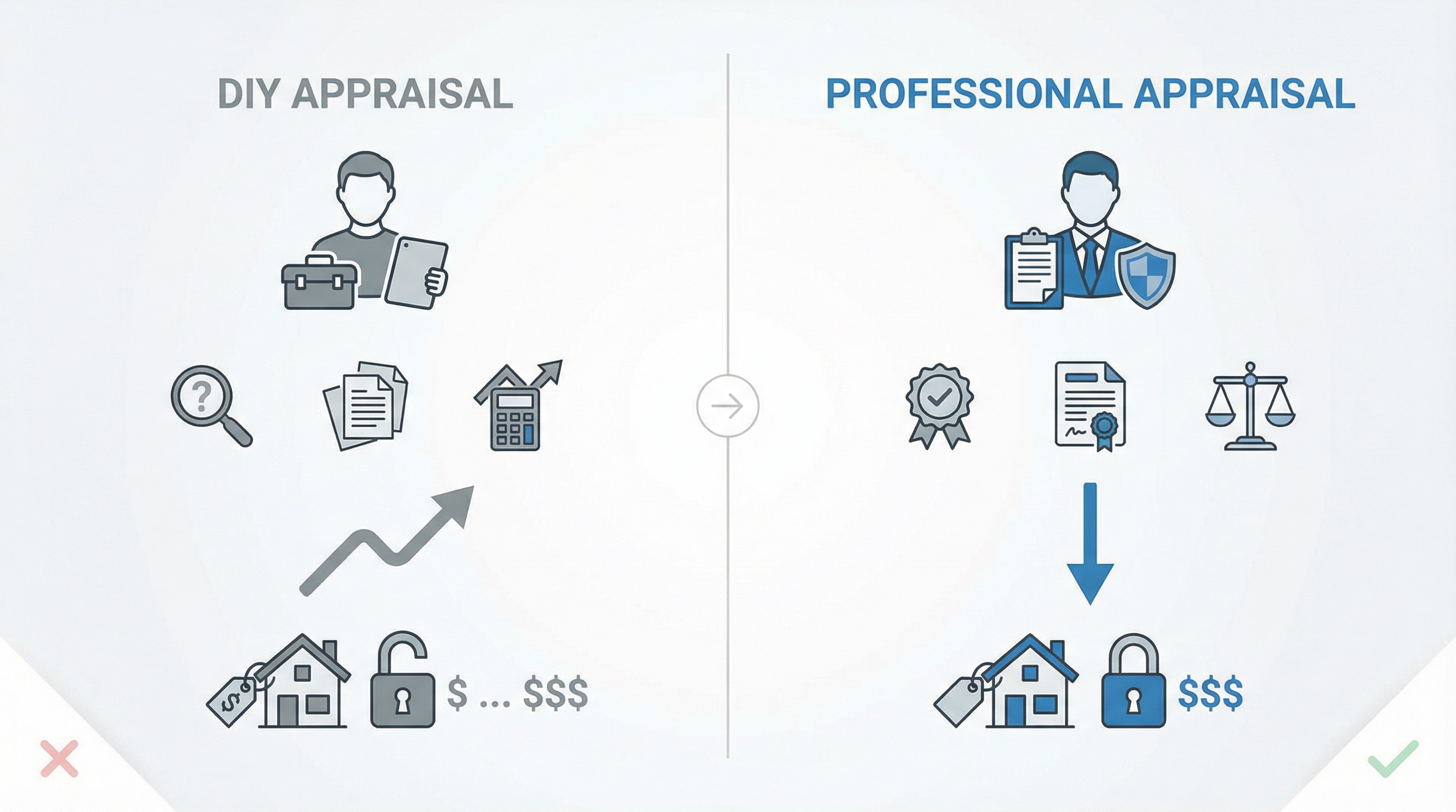 Comparison chart of DIY versus professional appraisal options